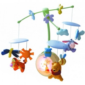 Музыкальный мобиль с ночником и игрушками "Винни пух", с рождения